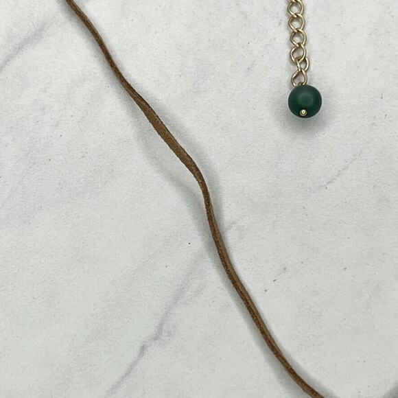 Chico's Brown Cord Gold Colorful Beaded Pendant Boho Necklace ✨ - Picture 7 of 9